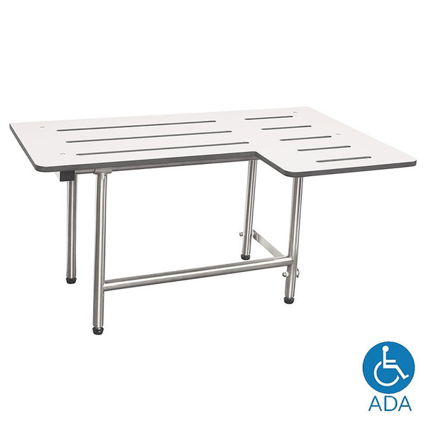 Bobrick Solid Phenolic Folding L-Shaped Bariatric Shower Seat with Legs B-51815