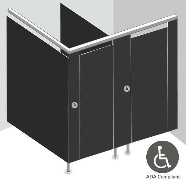 Alpaco Collection Toilet Partitions - 2 Stalls ADA In Corner Right Hand