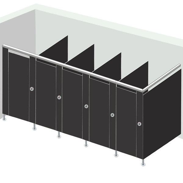Alpaco Collection Toilet Partitions - 5 Stalls In Corner Left Hand