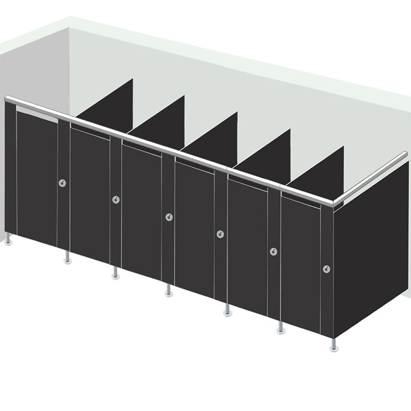 Alpaco Collection Toilet Partitions - 6 Stalls In Corner Left Hand