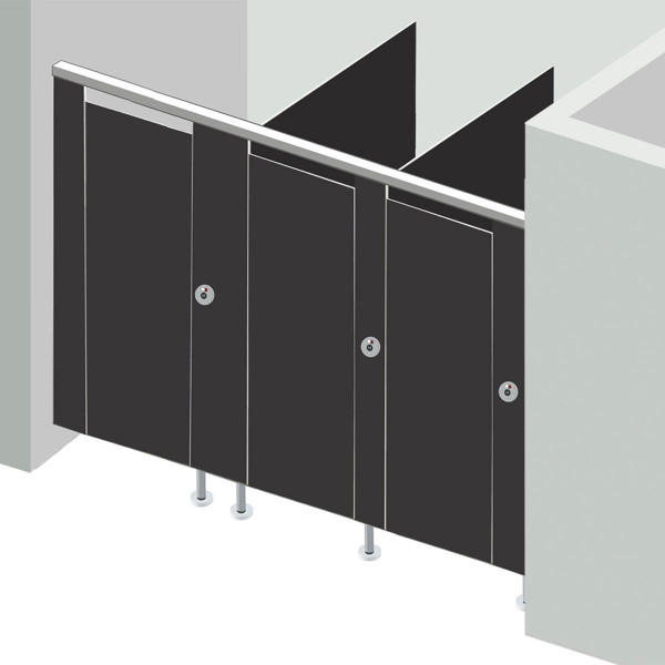 Alpaco Collection Toilet Partitions - 3 Stalls Between Wall Left Hand