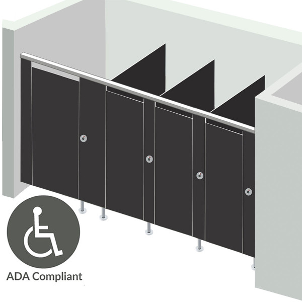 Alpaco Collection Toilet Partitions - 4 Stalls ADA Between Wall Left Hand