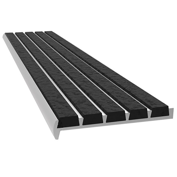Ribbed Bar Abrasive 3" Stair Tread with Short Nosing & Drilled Holes - Babcock Davis - Default