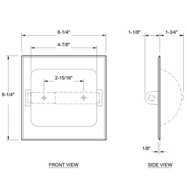 Toilet Tissue Holder - Recessed, Chrome Plated Zamak - 0402-Z