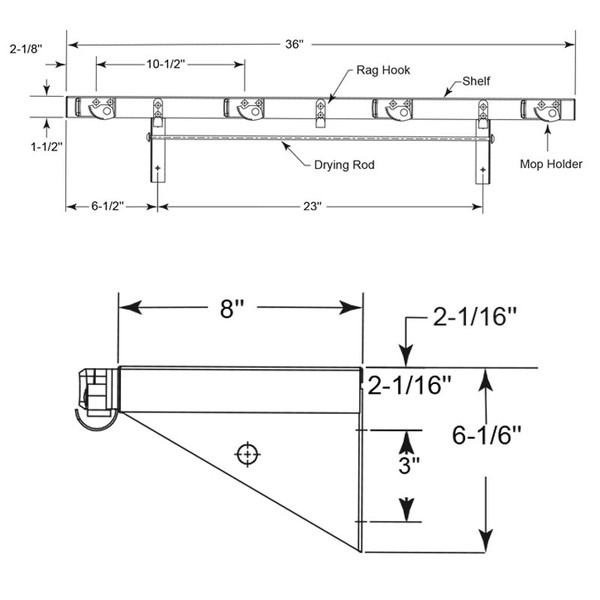 Bobrick Stainless Steel Shelf with Mop and Broom Holders B224