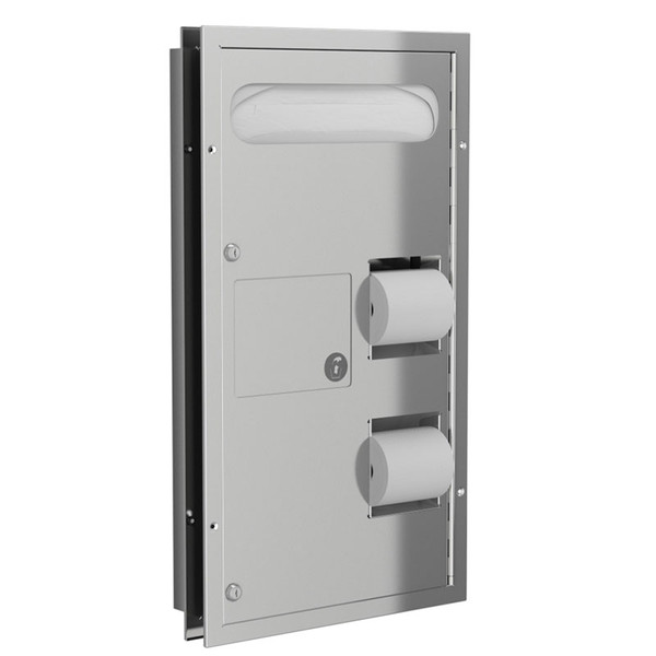 Bradley Partition Mount Seat Cover and Toilet Tissue Dispenser with