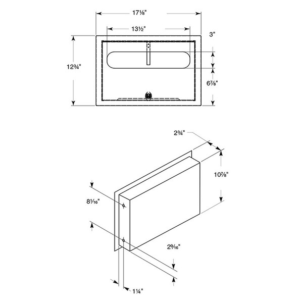 Bradley Recessed Toilet Seat Cover Dispenser 584