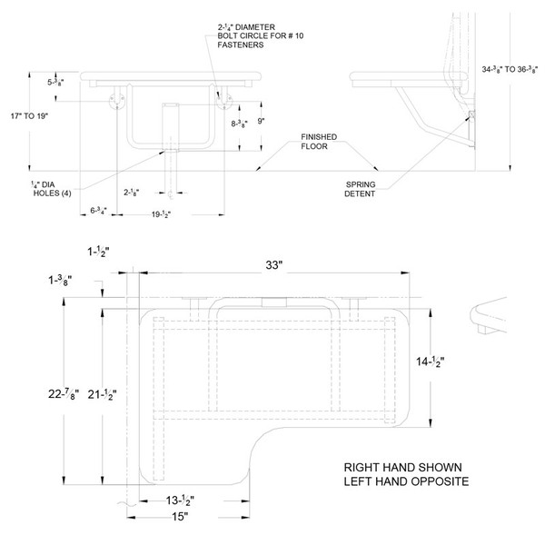 ASI Padded Folding LShaped Shower Seat 8205L