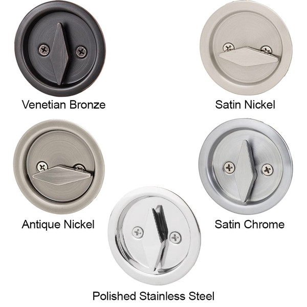 Kwikset 335 Privacy Round Pocket Door Lock, Satin Nickel