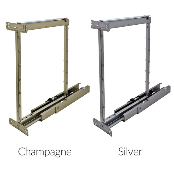 Hafele Full Extension Pantry Pull-Out - Frame Finish Champagne, Height 74 7 /8 - 90 1 /2 in