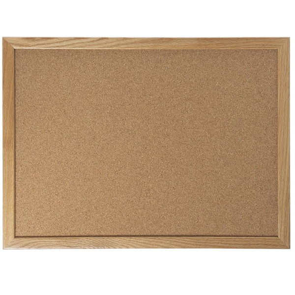 AARCO Natural Pebble Grain Cork Bulletin Board with Wood Frame