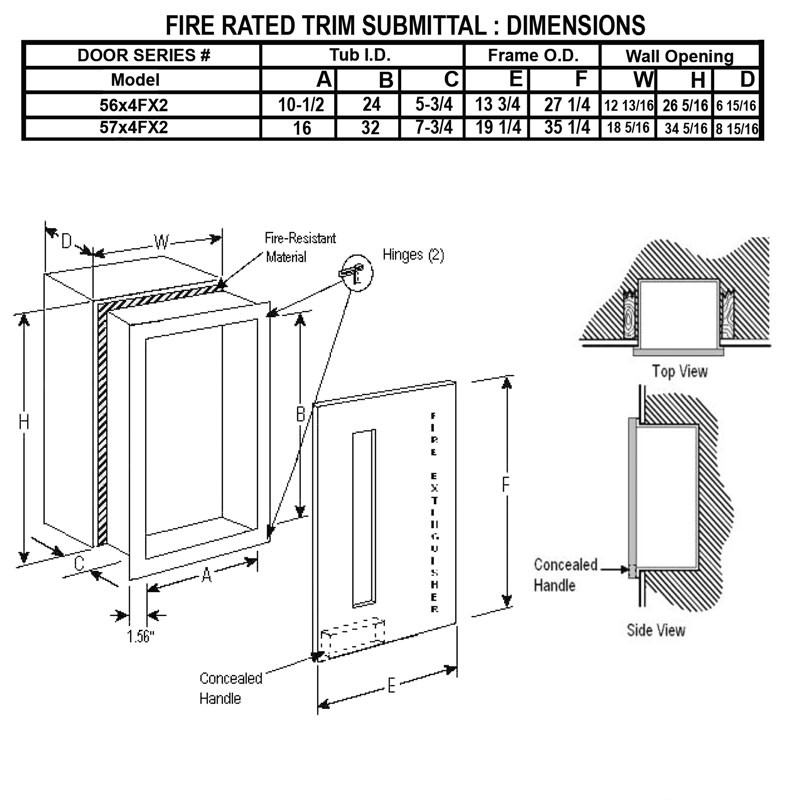  Recessed Fire Extinguisher Cabinet - Embassy JL Industries Submittal Data