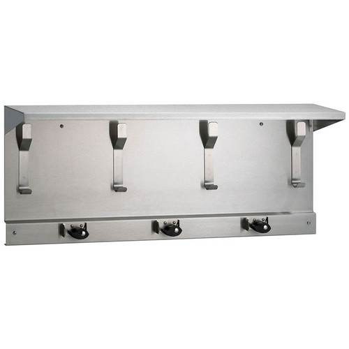 Bradley Stainless Steel Shelf with Utility Hooks and Mop Holders 9933