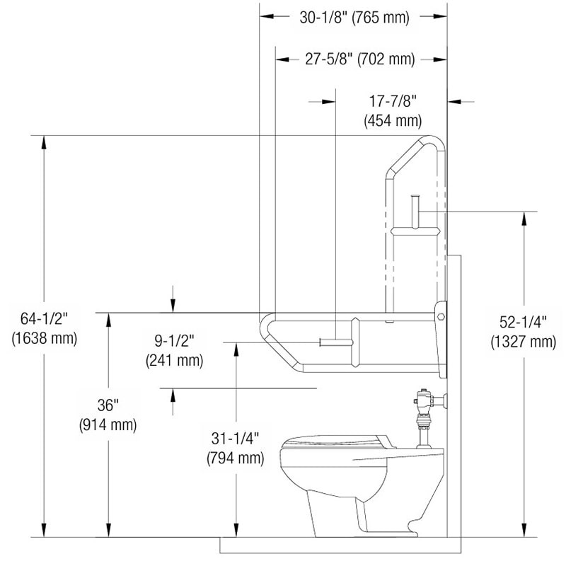Stainless Steel Swing Up Grab Bar with Toilet Tissue Holder - Bradley