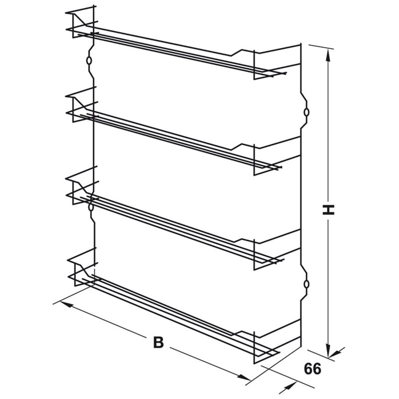 Hafele Pull-Out Spice Rack, Wooden Kitchen Cabinet Accessory