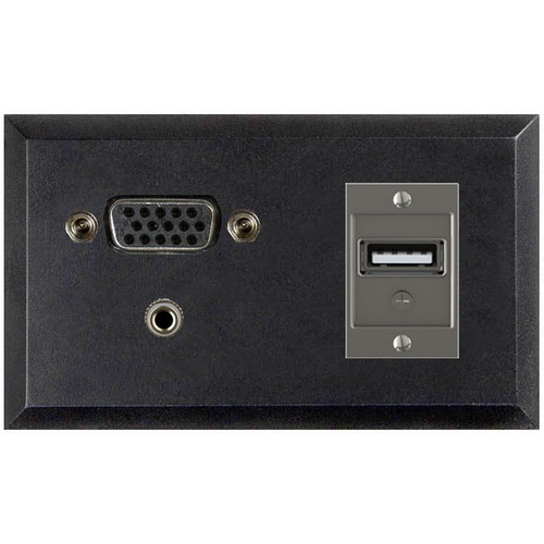 Telecom Plate Telecom Plate with (1) Mini Stereo, (1) HD VGA with Patch Cord, and (1 ...
