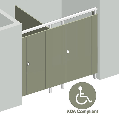 Designer Toilet Partitions 2 Stalls ADA Between Walls Right Hand
