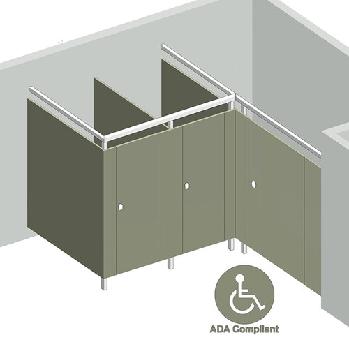 Designer Toilet Partitions 3 Stalls ADA Alcove Right Hand