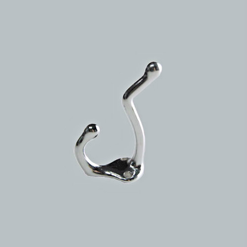 Universal Double-Prong Coat Hook, polished Chrome Zamac