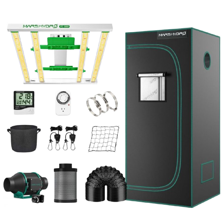 MARS HYDRO | FC 3000 LED GROW LIGHT + 3'X3' FULL GROW TENT KITS