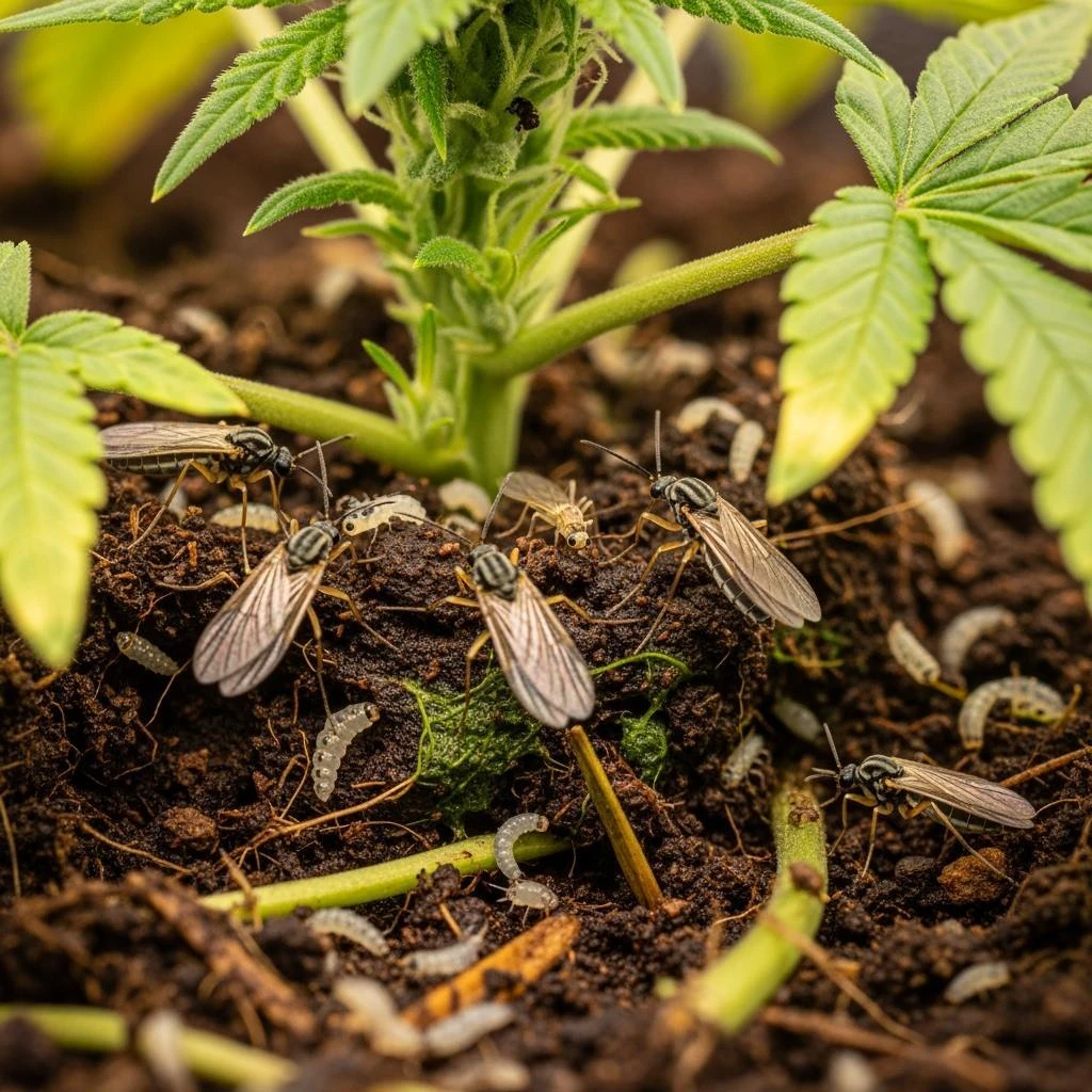 Fungus gnats on cannabis soil
