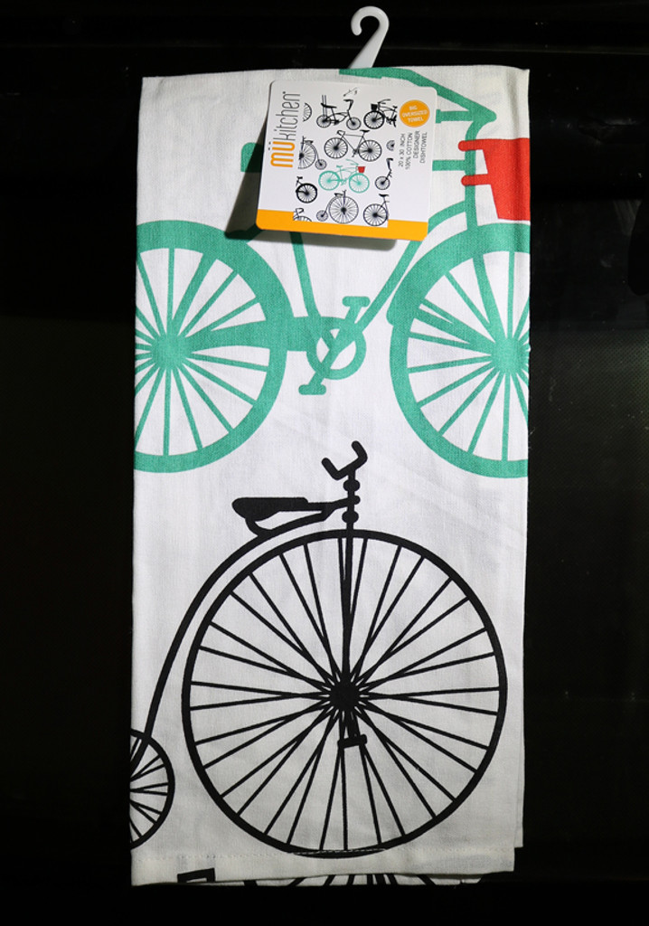 Black Teal Bold Bicycle Oversized Cotton Dishtowel