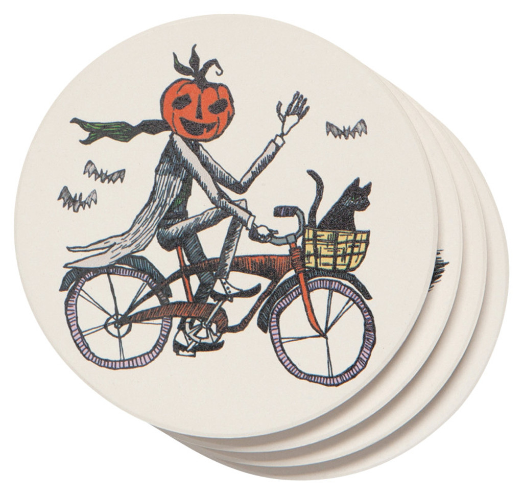 Spooky Bicycle Coaster Boxed Set of Four