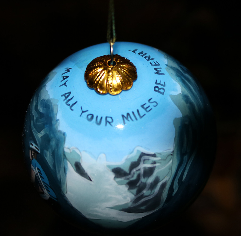Mountain View Bicycle Globe Ornament