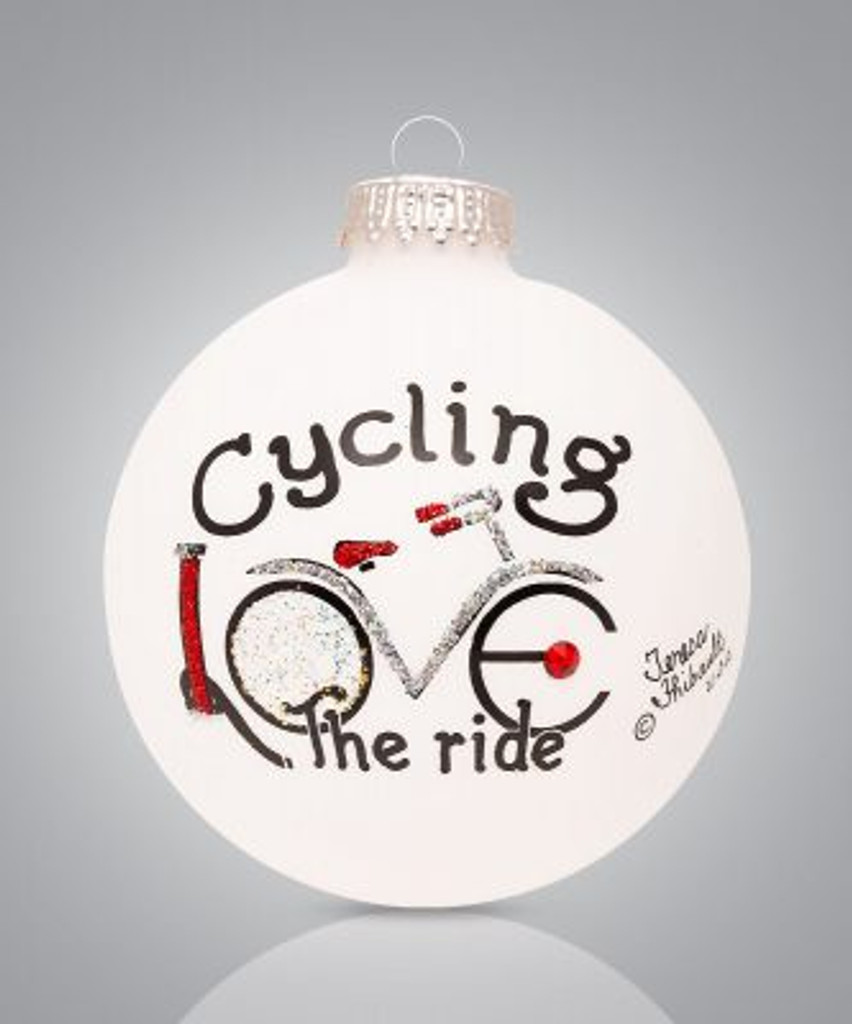 Love the Ride Bicycle Handpainted Globe Ornament