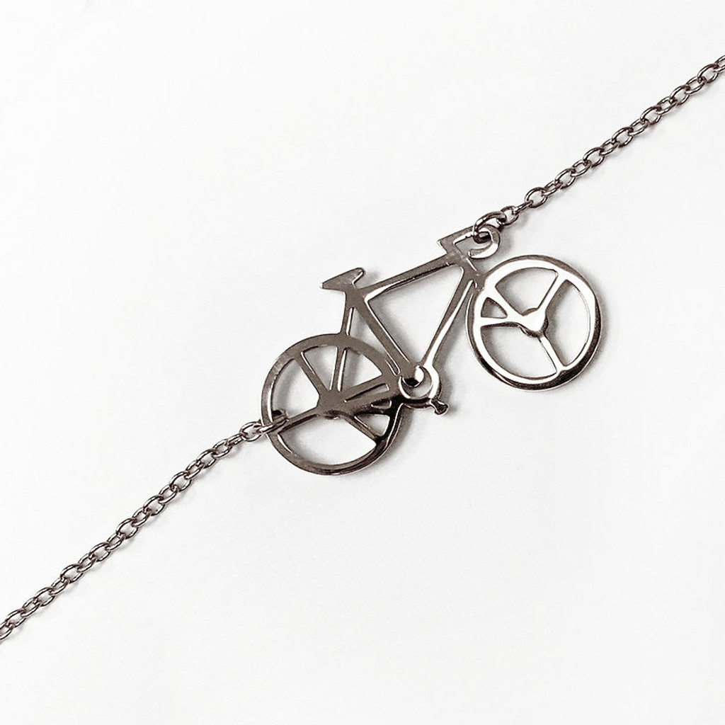 Rose Gold or Silver Everyday Bicycle Necklace