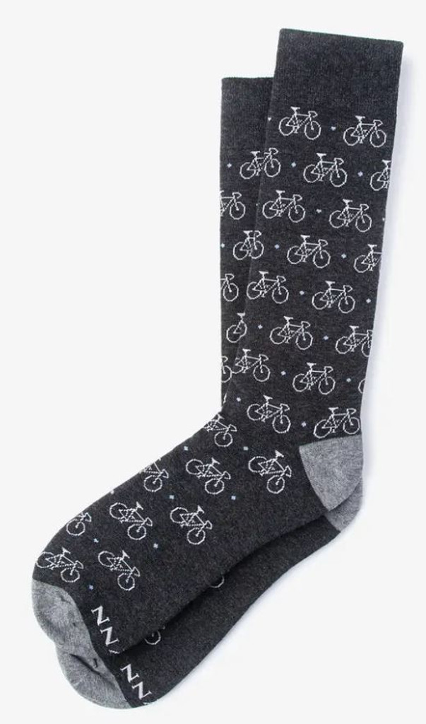 Classy Road Bicycle Charcoal Sock