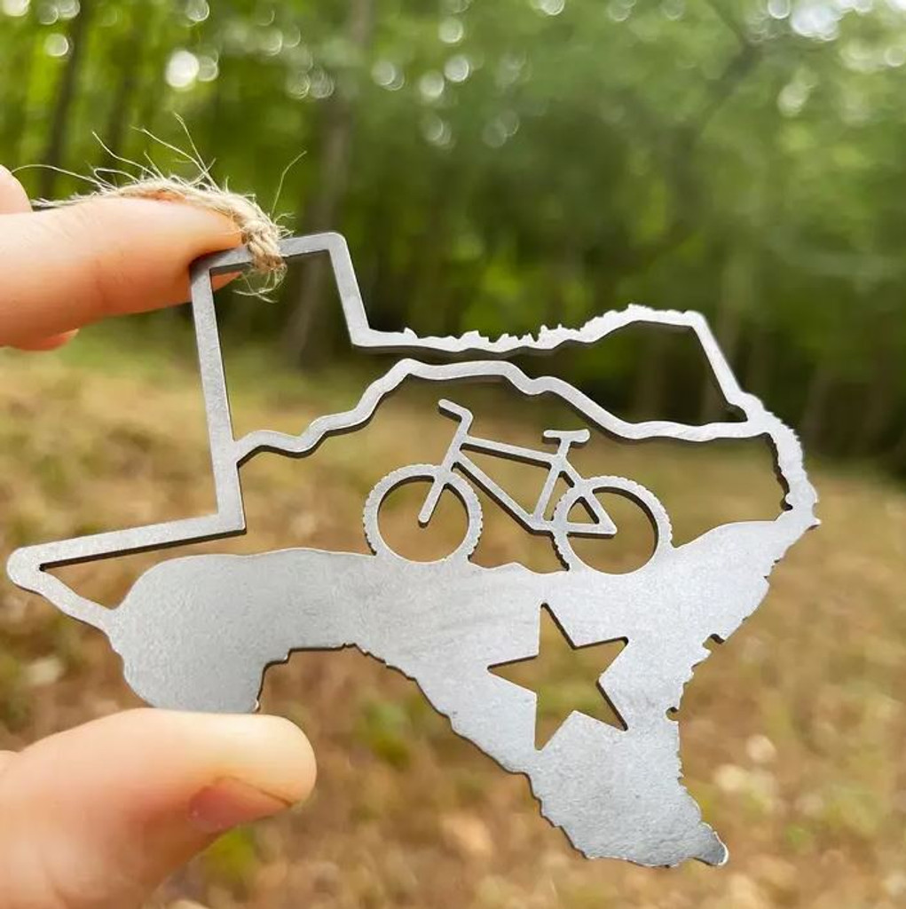 Texas State Recycled Steel Bike Ornament