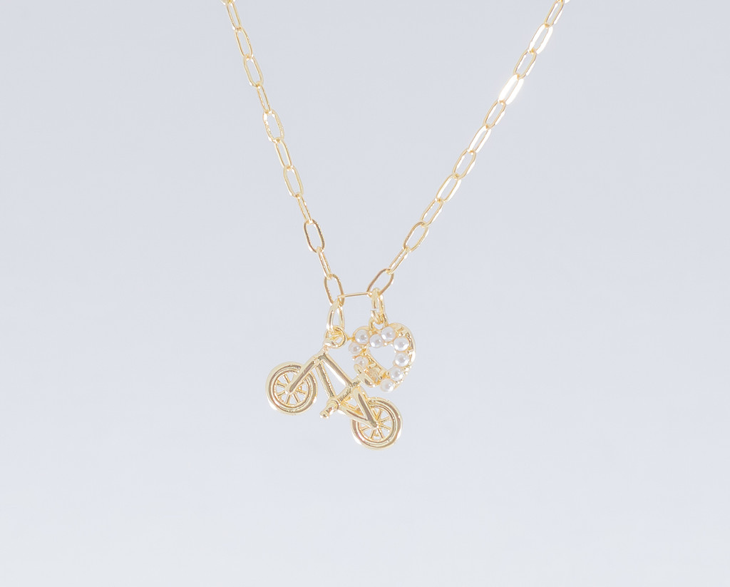 Dainty Paperclip Bicycle Love Necklace