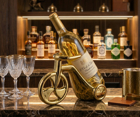 Modern Gold Bicycle Wine Holder