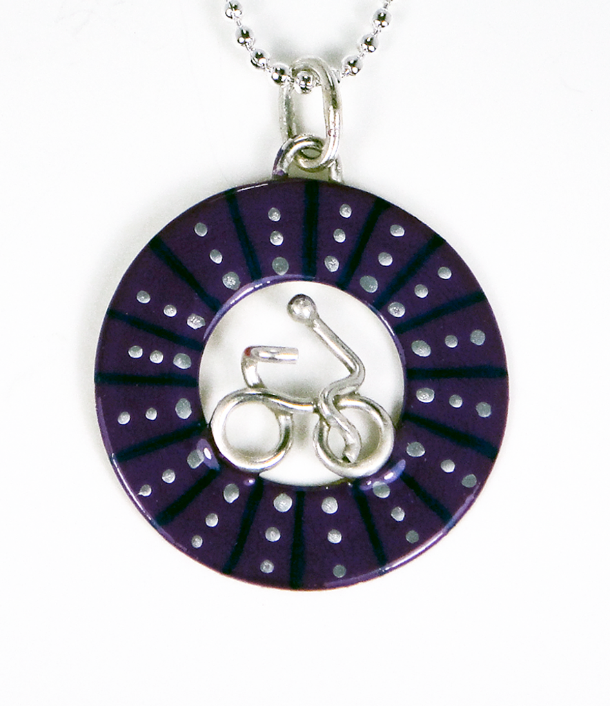 Bicycle Wheel Pendent - Purple