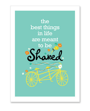 Wedding card featuring tandem "The best things in life are meant to be Shared"