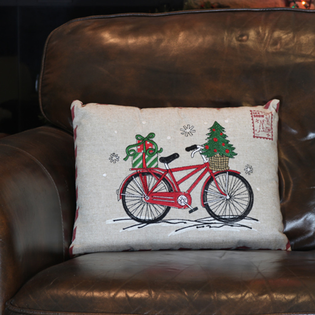 Natural Red Bike Holiday Rectangular Pillow