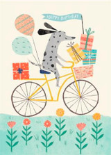 Dog on Bicycle Birthday Card
