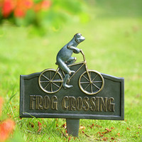 Frog Crossing Garden Bike Sign