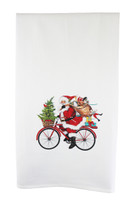 Santa Bicycle Delivery Flour Sack Kitchen Towel