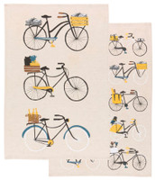 Bicycle  Cotton Linen Blend Dishtowel Set of 2