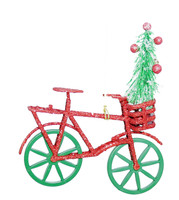 Green and Red Moving Christmas Bike Ornament