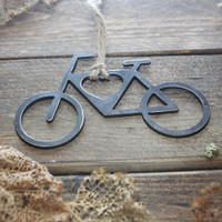 Recycled Rustic Steel Bicycle Heart Ornament