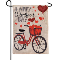 Valentine's Day Bicycle Burlap Flag