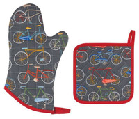 Grey Cruiser Bicycle Oven Mitt Set