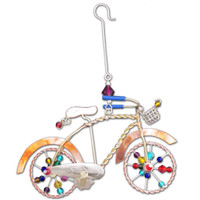 Beaded Polished Brass Bicycle Ornament