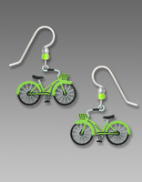 Lime Green Bicycle Earrings