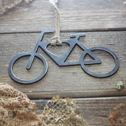 Recycled Rustic Steel Bicycle Heart Ornament Bicycle Gifts