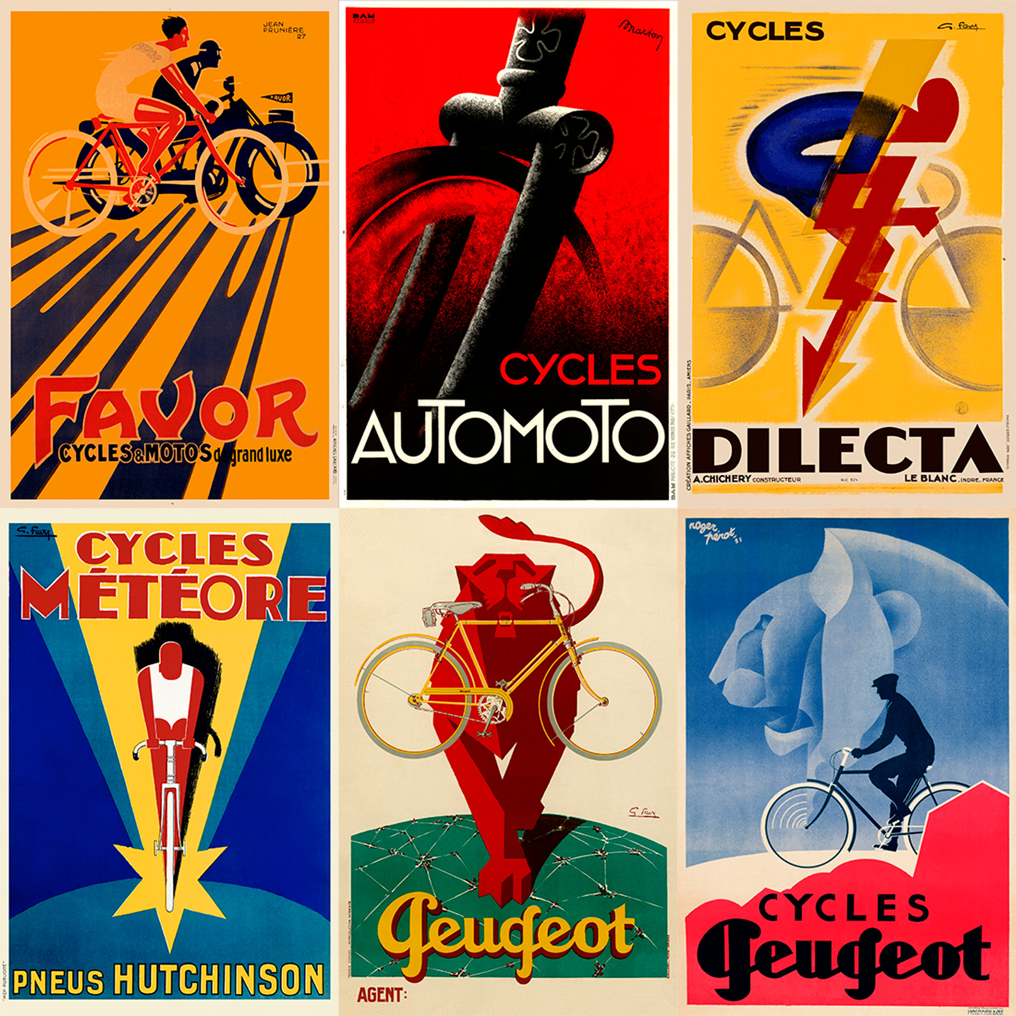 Art Deco Vintage Cycling Poster Set
