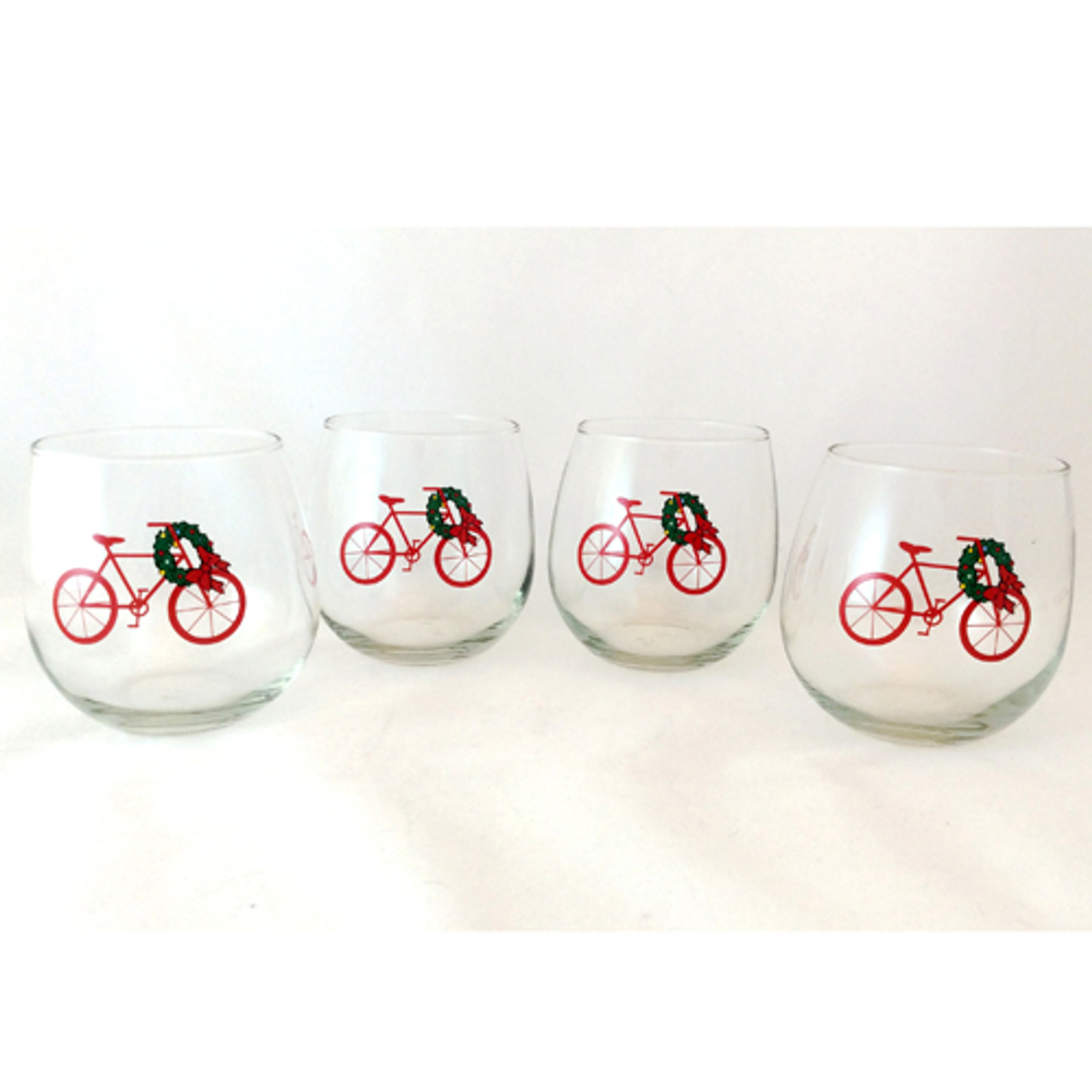 Holiday Wine Glass Set with Red Wine